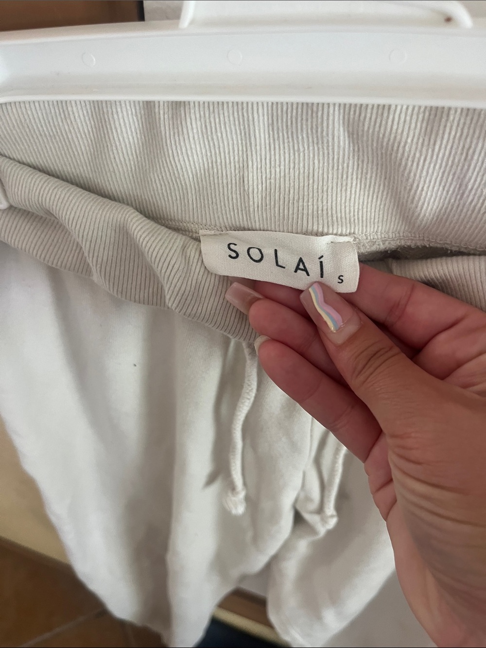 Light Beige Drawstring Sweatpants - Picture 3 of 4